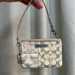 Coach x Poppy wristlet in Beige and Metallic